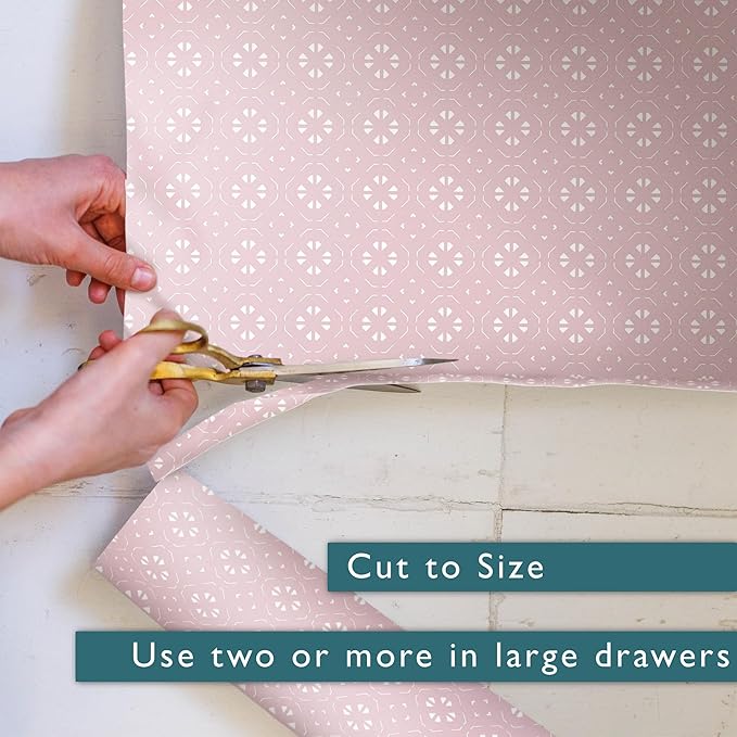 Fragrant Scented Drawer Liners in a Geometric Print (Folded) | Natural | Pack of 5 Sheets | Contains Essential Oils | Made in The UK (Helebore Pink | Neroli & Bergamot, Folded)