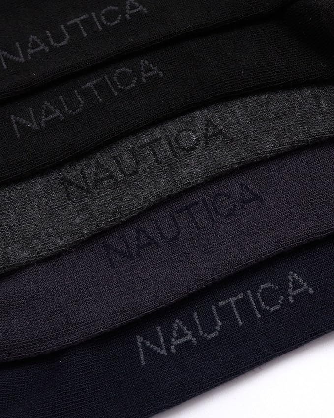 Nautica Mens Dress Socks - 10 Pack Breathable Stretch Crew-Length Work Socks for Men for Business Formal Wear (Sizes: 6-12.5)