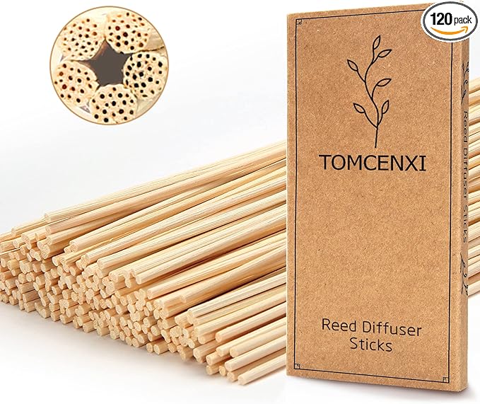 TOMCENXI 120PCS Reed Diffuser Sticks,7.5 Inch Natural Rattan Sticks,Essential Oil Aroma Diffuser Replacements Sticks