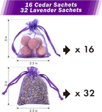 Pack of 48 Lavender Cedar Sachets - 32 Lavender, 16 Cedar for Closet, Drawer, Dresser, Wardrobe and More, LV-D-LC-3