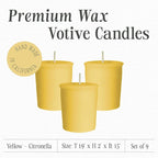 Mister Candle Spring/Summer Votive Collection Handmade Scented Votive Candles Bulk, Small Candles with Premium Wax & Essential Oils, 15 Hour Burn Time, Made in USA, (Set of 9, Citronella, Yellow)