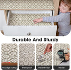 Drawer and Shelf Liner, Non-Slip Kitchen Cabinet Liners Non-Adhesive Thick Strong Grip Waterproof Washable Mats Protect Dresser Shelves Cupboard Bathroom Cabinets, Boho: Beige, 18 in X 20 FT