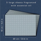 Fragrant Scented Drawer Liners in a Geometric Print (Folded) | Natural | Pack of 5 Sheets | Contains Essential Oils | Made in The UK (Dusk Blue | Fresh Linen, Folded)