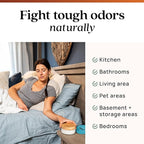 Azuna Air Freshener & Odor Eliminator for Strong Odor | 4 Room Kit Includes (4) Empty Luxe Glass Jars & 24oz Gel Refill with Tea Tree Essential Oil | Sandalwood Scent | Last 60-90 Days