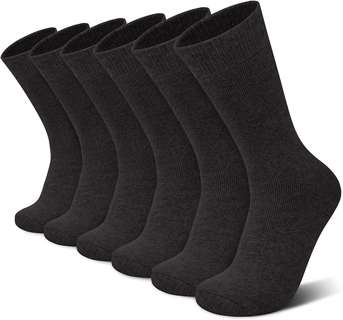 6 Pairs Merino Wool Socks for Men Thick Warm Thermal Winter Striped Dress Hiking Crew Men Socks Size 9-14
