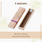 Hasegawa Hyakurakuko Premium Japanese Sandalwood Incense - Long Type, 40 Sticks with Aluminum Holder, 20-30 Min Burn Time, Made in Japan 線香 百楽香 (Palo Santo)