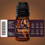 Amber 100% Pure, Essential Undiluted Oil - Extracted from Amber Resin - Rich & Floral Scent, with Smoky Overtones - Therapeutic Grade & Vegan - 0.17oz (5ml)