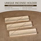 Koville Travertine Incense Holder, Incense Holder for Sticks, Long Incense Sticks Holder Ash Catcher for Meditation Yoga SPA, Natural Stone Incense Burner, Home Table Decor(Beige)