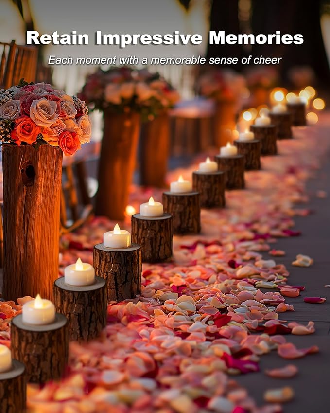 5plots Flameless Candles, 50Pcs Tea Lights Candles Battery Operated, Flameless Tealight Candles Flickering, Electric Tea Lights Votive Candles - White - 1.5" x 1.25"