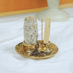 4 in 1 Incense Holder, Ceramic Incense Stick and Palo Santo Holder,Sage Holder for Burning- 5.5" Ceramic Ash Catcher Tray for Meditation and Yoga Room (Golden)