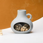 3 in 1 Holder Burner, Modern Chiminea Incense Burner for Palo Santo Sticks Cones Sage Bundles, Ceramic Smudge Bowl, Meditation Yoga Home Decor (Morandi Blue)