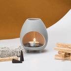 Palo Santo Holder Burner, Handcrafted Ceramic Incense Holder Burner and Ash Catcher for Palo Santo Sticks or sage Bundles, Smudge Bowl, Meditation Home Decor (Gray)