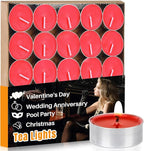 Red Tea Lights Candle Set - 25 Pcs Mini Tealight Candles Unscented Votive Soy Candle for Home, Pool, Shabbat, Wedding, Emergencies, Christmas