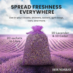 All-Natural Cedar and Lavender Sachet (20 Pack) with Hanger Hooks Included: 10 Lavender Sachets for Drawers and Closets, 10 Cedar Sachets Best Moth Repellent for Clothes
