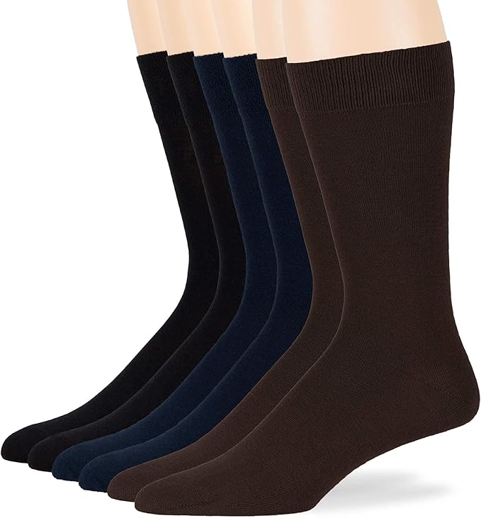7BigStars Mens Dress Socks – 6 Pairs Crew, Soft Stay Up, Cotton Comfort for Business, Office, Big and Tall, Breathable
