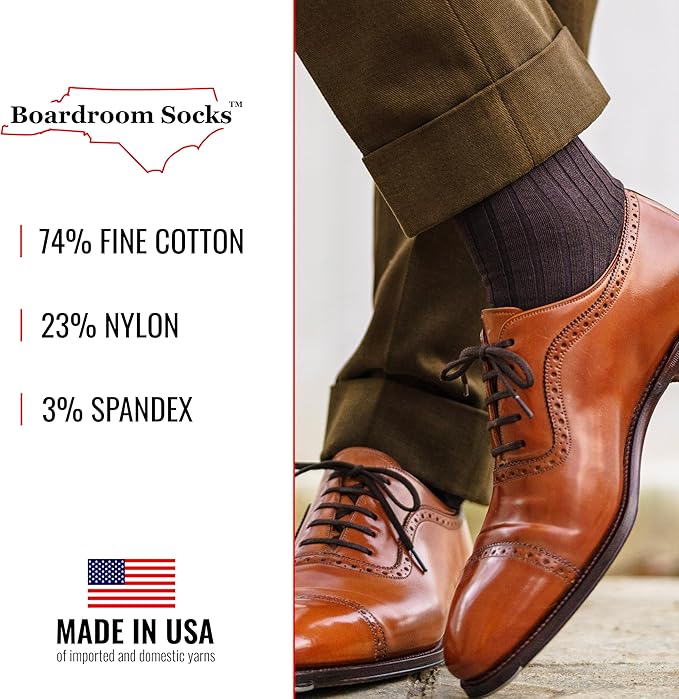Cotton Dress Socks for Men – Comfortable Men’s Executive Socks – Classic Mid-Calf Dress Socks by Boardroom Socks