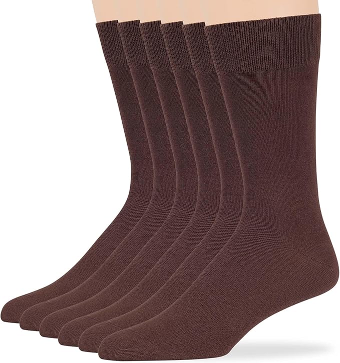 7BigStars Mens Dress Socks – 6 Pairs Crew, Soft Stay Up, Cotton Comfort for Business, Office, Big and Tall, Breathable
