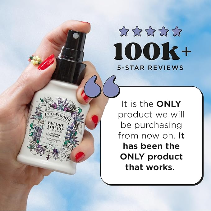 Poo-Pourri Before-You-Go Toilet Spray, Lavender Peppermint, 2 Fl Oz, Up to 100 Uses, Bathroom Odor Deodorizer, Plant-Based with Essential Oils for Home or Work, Travel Essentials, TSA Approved Size