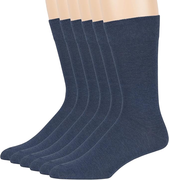 7BigStars Mens Dress Socks – 6 Pairs Crew, Soft Stay Up, Cotton Comfort for Business, Office, Big and Tall, Breathable
