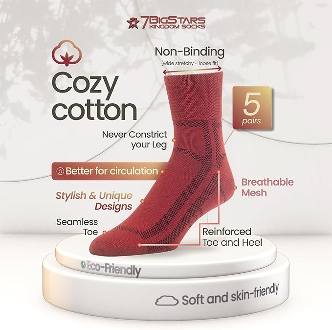 7BigStars Men Extra Wide Novelty Cotton Quarter Socks - 5 Pack Large - Square Mesh - Sock Size 10-13 Shoe Size 9-12 L Brown, Light Beige, Beige, Khaki, Light Brown