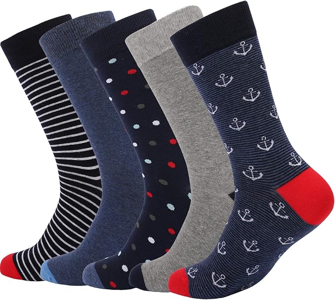 DRASEX Men's Dress Socks Funky Colorful Pattern Cotton Novelty Casual Crew Socks