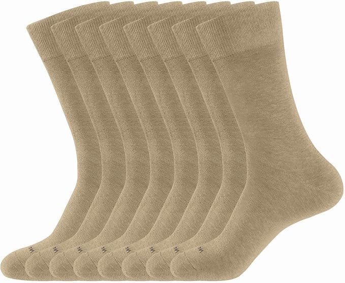 WANDER Men's Dress Socks Cotton Thin Classic Lightweight Socks 6/8 Pairs Solid & Patterned Soft Breathable Socks