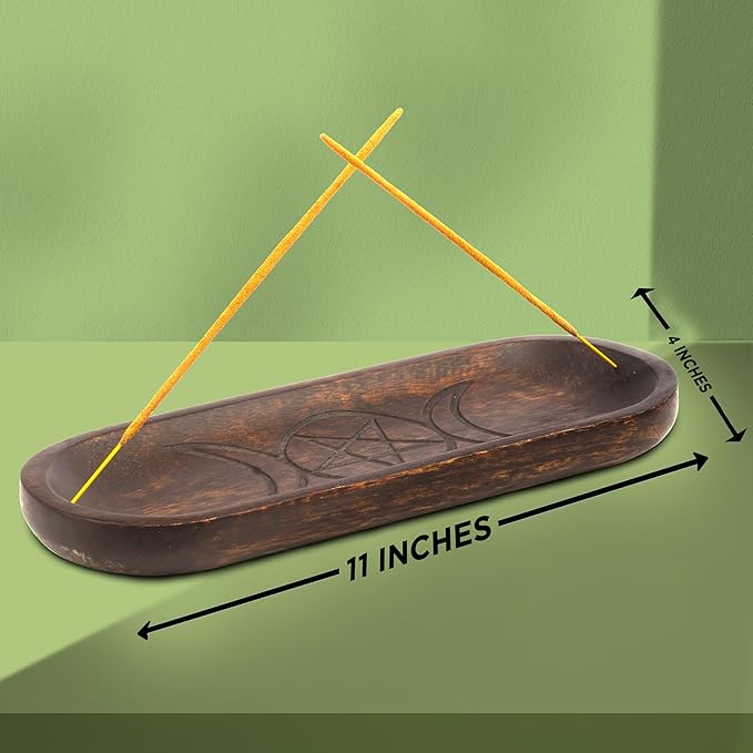 raajsee Incense Holder Hand Carved -Incense Burner Holder –Ash Catcher - Incense Stick Holder - Meditation & Yoga - Great Gift for Any Occasion Size 11x4 inch