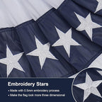 SYII Bunting Flag 3x6 Feet Outdoor, Embroidery Stars American US Bunting Flags with 3 Brass Grommets, Patriotic Half Fan Banner for Fourth of July Decor, 4th of july Decorations Outdoor