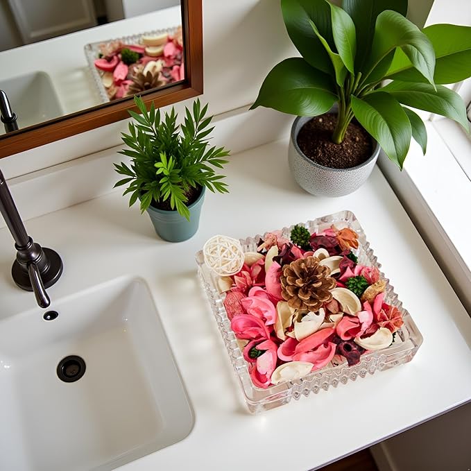 Potpourri Bowl Fillers - Rose Scented Vase Fillers Fragrance | Pink Home Decor | Fragrance for Bathroom Living Room Bedroom | Air Freshener, Gifts (Pinecone)