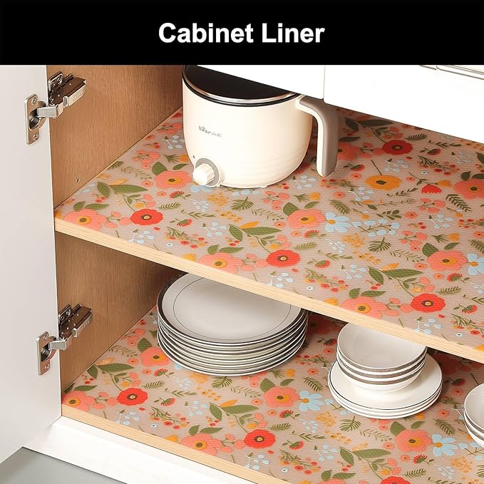 Cooyes Shelf Liner – Premium Non-Adhesive Cabinet & Drawer Liner for Kitchen – Waterproof Shelf Paper with Modern Pattern – Durable EVA Cabinet Mat – Easy to Cut