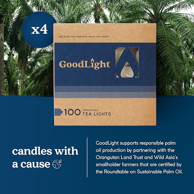 GoodLight Unscented Vegan and Paraffin-Free Tea Light Candles (400 Candles)