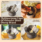 Handmade Coconut Shell DHOOP Stand – Eco-Friendly Natural Incense Holder Charcoal/Cone Burner, Sage Stand, Palo Santo Holder, Ash Catcher for Aromatherapy, Meditation, Yoga, Spiritual