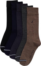 Nautica Mens Dress Socks - 5 Pack Breathable Comfort Stretch Crew-Length Work Socks for Men for Business Formal Wear (6-12.5)