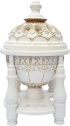 AM Charcoal Incense Burner - Bakhoor Burner, Oud Frankincense Resin Burner for Office & Home Decor - Lavish 4 Pillar (White)
