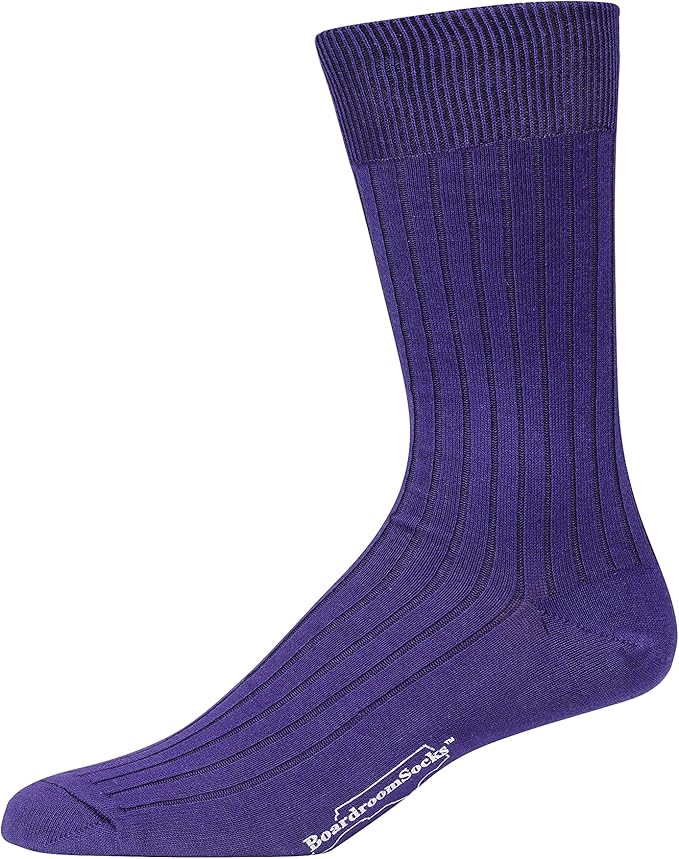 Merino Wool Mid-Calf Dress Socks for Men, Ribbed Dress Socks