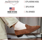 Merino Wool Mid-Calf Dress Socks for Men, Ribbed Dress Socks