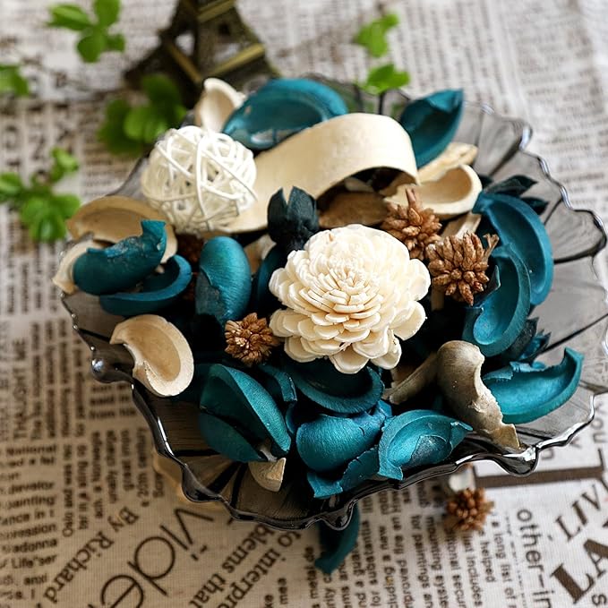 Qingbei Rina Blue Potpourri,Ocean Scent Potpourri Dried Flower, Decorative Bowl Vase Filler, Home Fragrance Sachet, Beach Coastal Breeze Decor,9.8 Oz