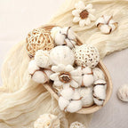 Riceshoot 2 Pack Decorative Balls Potpourri Bowl Filler Decor Natural Vase Bowl Filler Assorted Spherical Rattan Twigs Wicker Balls Cotton for Home Centerpiece(White)