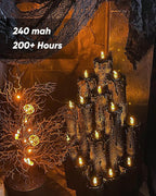 BEICHI Black Tea Lights, 24-Pack Battery Operated, Flameless Fake Candles Flickering, LED for Fall Holiday Decor, Theme Party, 1.4" D x 1.3"H - Warm White Light