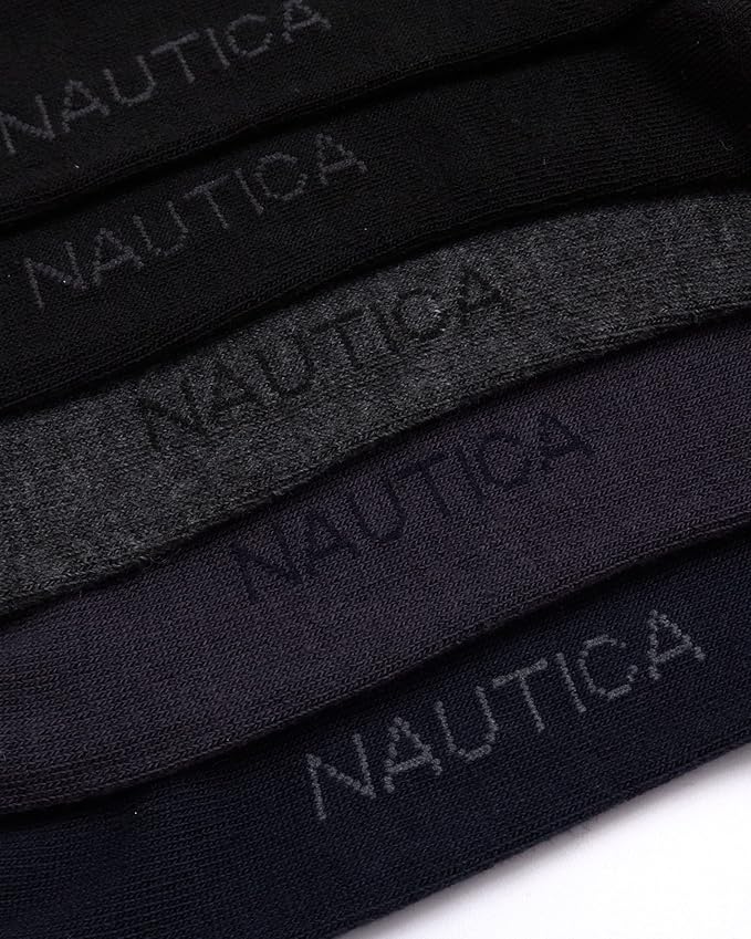 Nautica Mens Dress Socks - 5 Pack Breathable Comfort Stretch Crew-Length Work Socks for Men for Business Formal Wear (6-12.5)