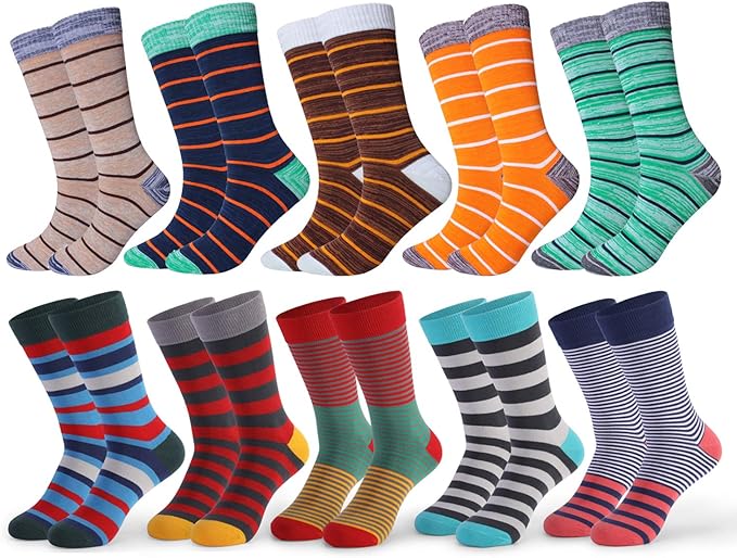 HHX YONLEE Dress Socks 5/6/10 Pairs Crew Argyle Colorful Cotton Novelty Casual Happy Fun