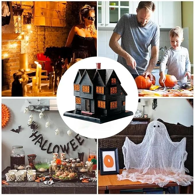 Salem Witch House Incense Burner – Halloween Autumn Incense Burner for Home & Indoor Halloween Decorations – Haunted Mansion Style Chimney Incense Holder