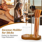 2 in 1 Incense Holder for Sticks, Dual-Purpose Incense Holder with Glass Ash Catcher, Anti-Ash Flying Burner and Organizer, Meditation Yoga Spa Home Decor for Sticks Cones(Wood, Dark Brown)