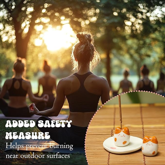 Handmade Ceramic Incense Holder for Sticks, Incense Plate for Stick with Ash Catcher Anti-ash, Incense Burner for Meditation Yoga Spa Aromatherapy Home Room Decor Easily Grab Ash