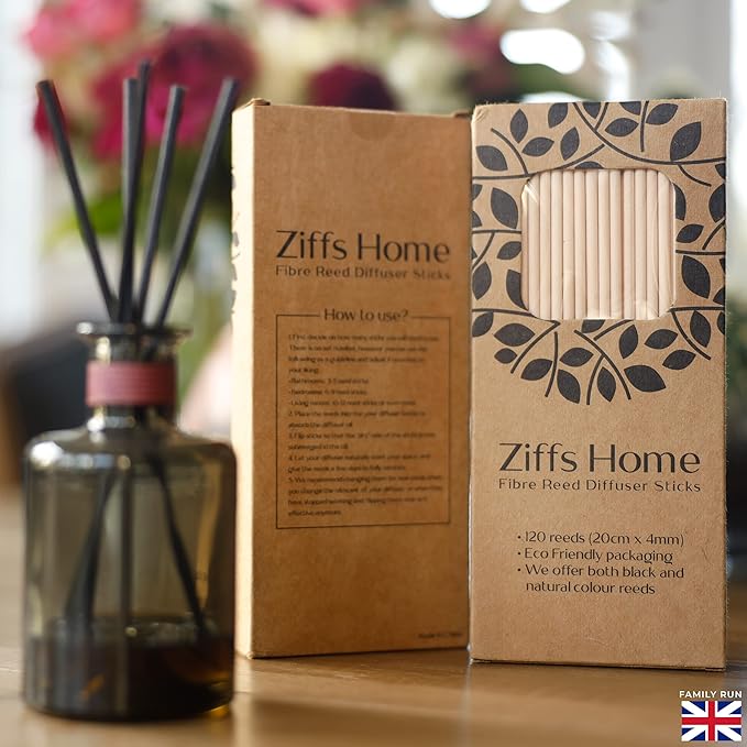 Ziffs Home® 120pcs Natural Fibre Reed Diffuser Sticks - 20cm/7.87in x 4mm/0.16in - Thick Diffuser Reeds Sticks - Diffuser Sticks for Diffuser Oils Fragrance Refill - Fibre Reeds for Diffusers