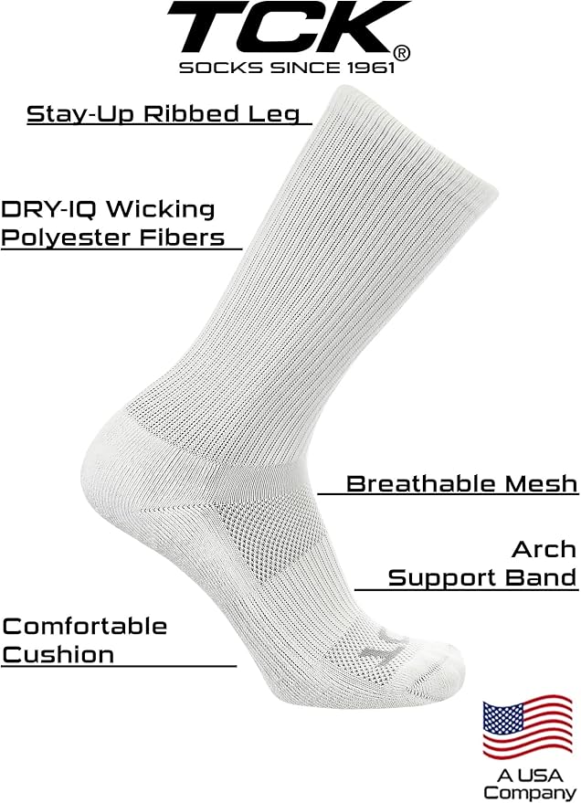 TCK Moisture Wicking Work Crew Socks for Men & Women- 9-11/10-13/13-15 Cushioned Boot Socks 6-pack 3-pack 12-pack