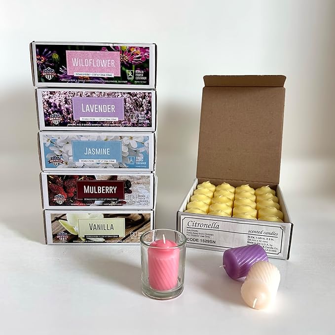 Scented Votive Candles - 15 Hour Burn Time - Candles for All Decorations - for Wedding, Birthday, Holiday & Home Decoration - Made in The USA, Case of 120, Mulberry