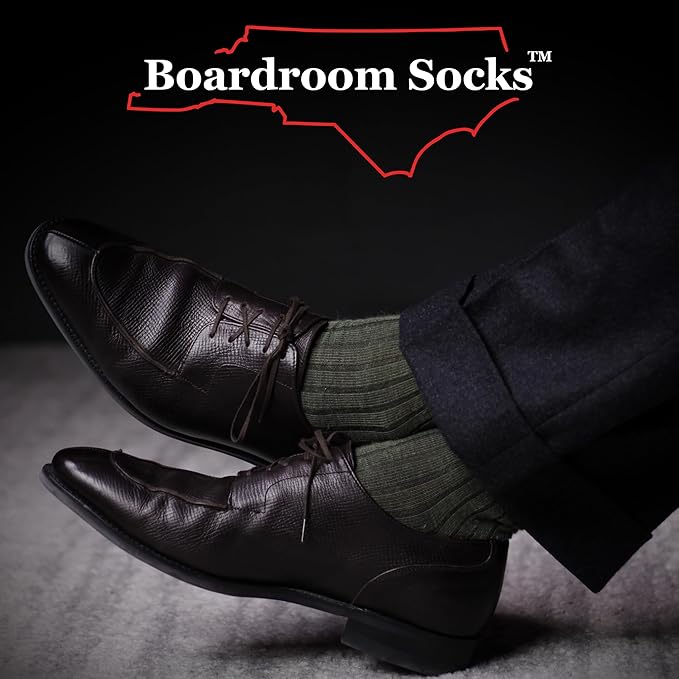 Merino Wool Mid-Calf Dress Socks for Men, Ribbed Dress Socks