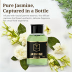 Jasmine Reed Diffuser Set - Luxury Reed Diffusers for Home, Bathroom, Bedroom, Powder Room - Long-Lasting, Natural Flower Scent Sticks - Decorative Home Fragrance Bottle - 3.72 fl oz