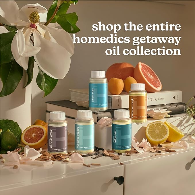 Homedics SereneScent Moroccan Magic, Fruity & Woody Home Fragrance Oil, 120 ml, for use with Homedics SereneScent Waterless Diffuser (ARMH-970/973), Clean & Natural, up to 100% USDA Biobased